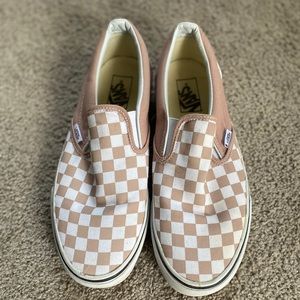 Pink Checkered Vans Slip Ons